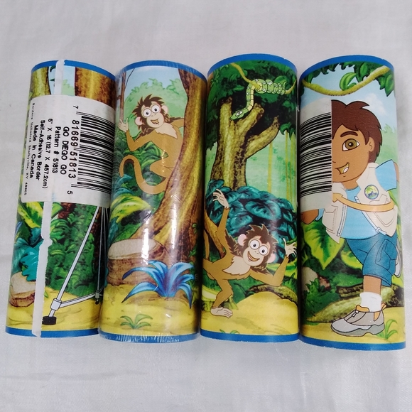 Lot of 4 Rolls Go Diego Go Wallpaper BORDER Boy Monkey Forest Jungle 5”x15 Foot - Picture 2 of 11